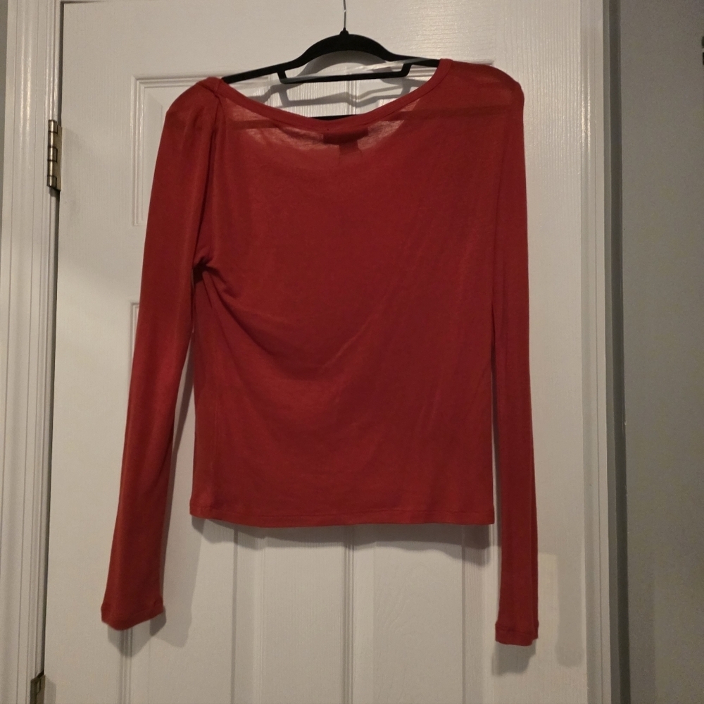 FLASH SALE- NWT-Sanctuary Women's Red Long Sleeve Scoop Neck Top - Picture 8 of 9